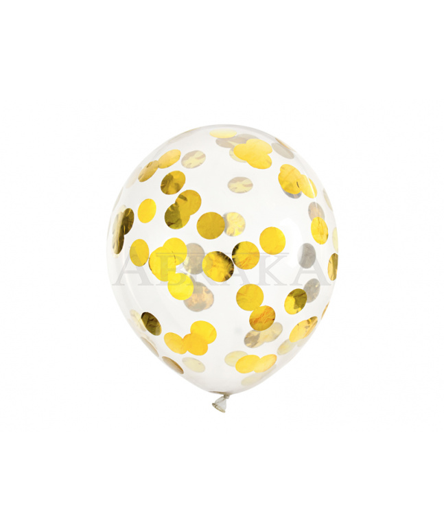 Balón konfety zlaté kruhy 6ks/bal