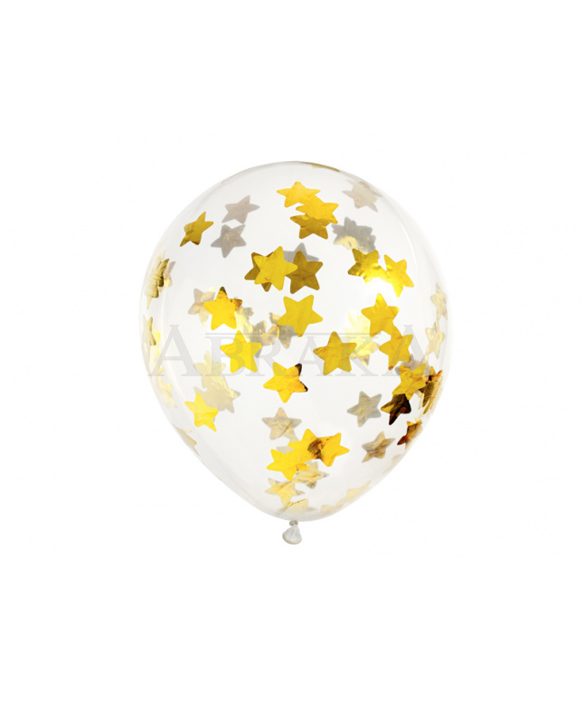 Balón konfety zlaté hviezdy 6ks/bal