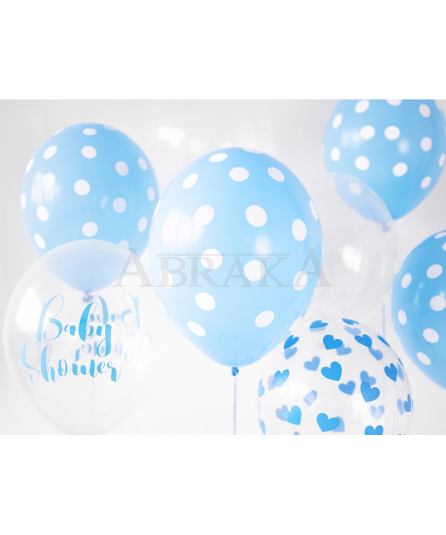 Balón priesvitný s modrými srdiečkami