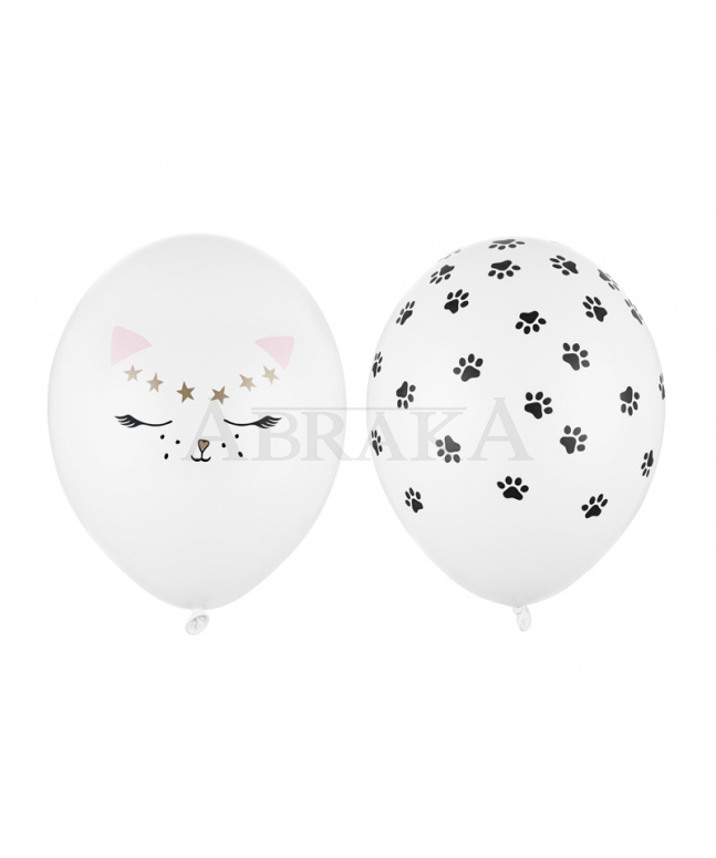 Balón biely s tvárou mačky