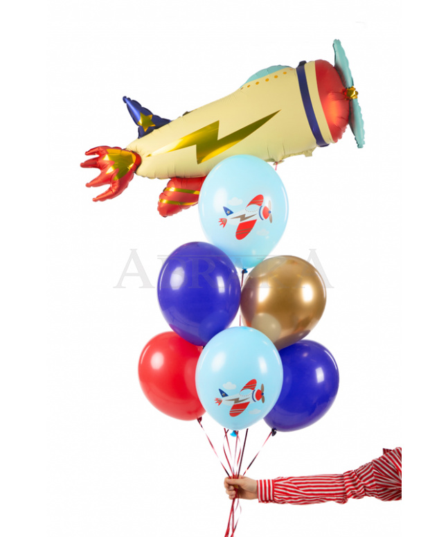 Balón modrý s lietadlom