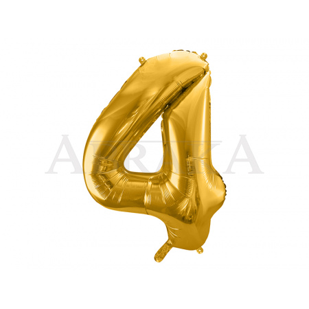 Zlatý fóliový balón číslo 4 - 86 cm