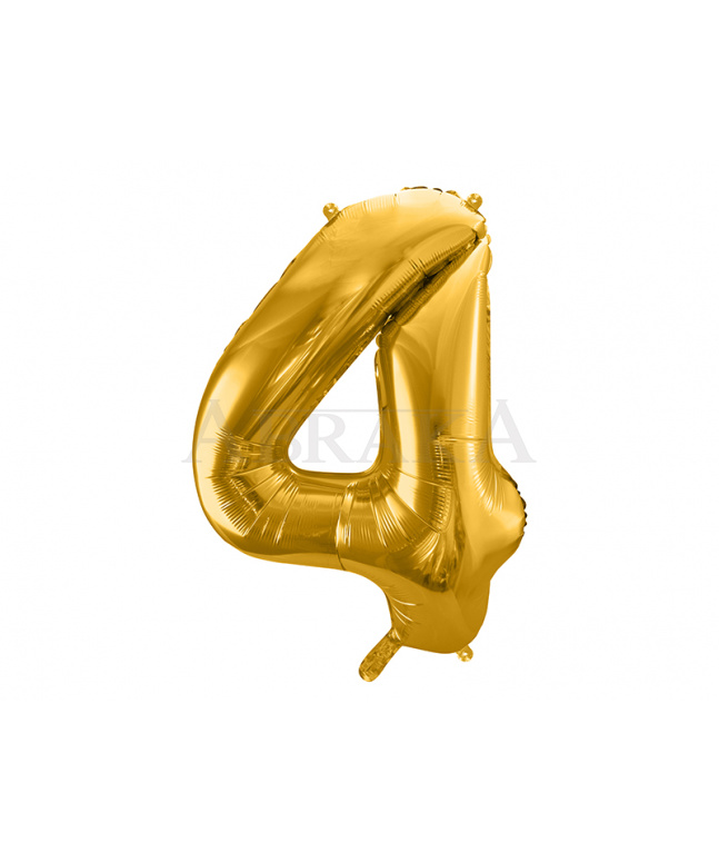 Zlatý fóliový balón číslo 4 - 86 cm
