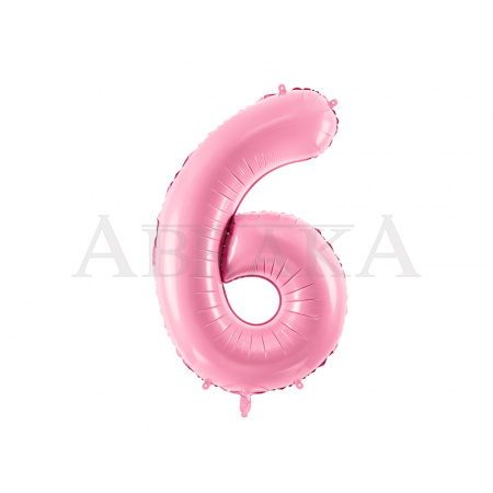 Ružový pastel fóliový balón číslo 6 - 86 cm