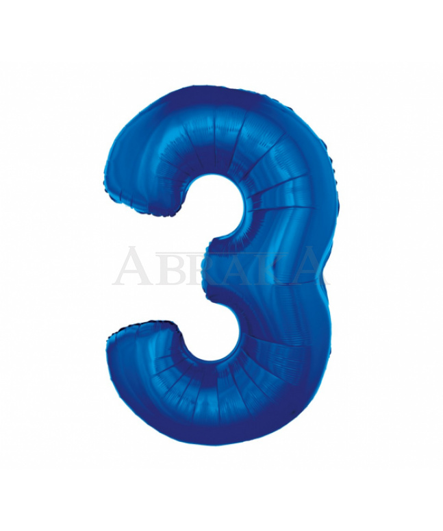 Modrý fóliový balón číslo 3 - 85 cm