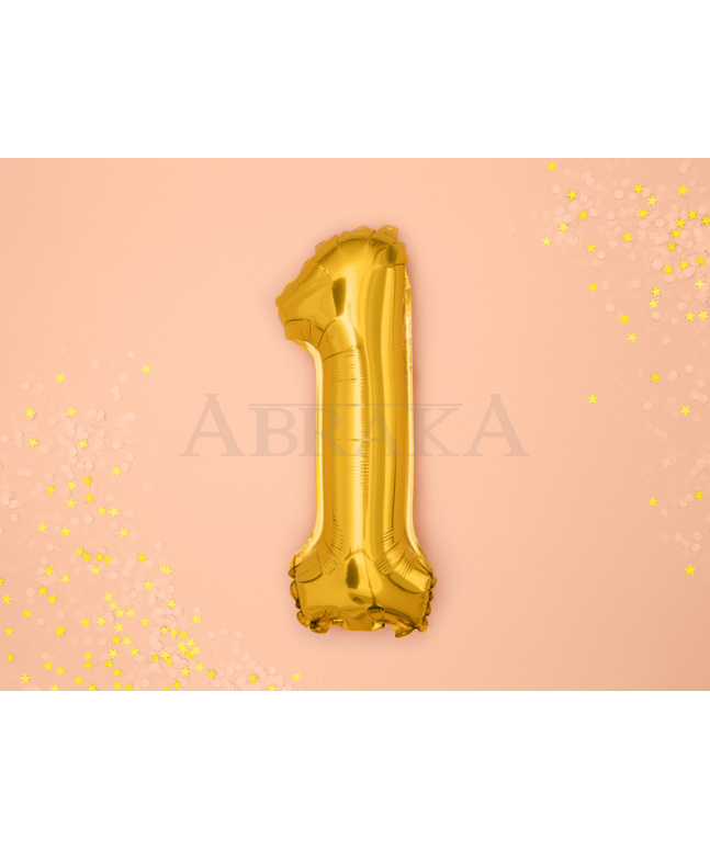 Zlatý fóliový balón číslo 1 - 35 cm
