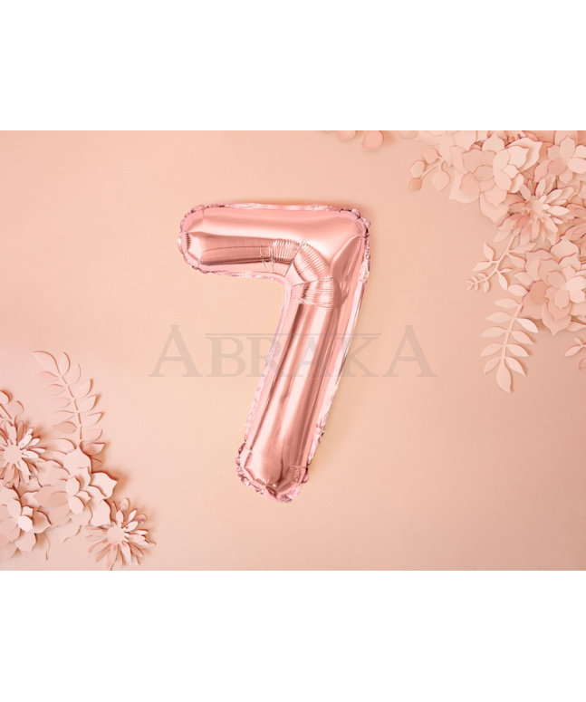 Rose gold fóliový balón číslo 7 - 35 cm