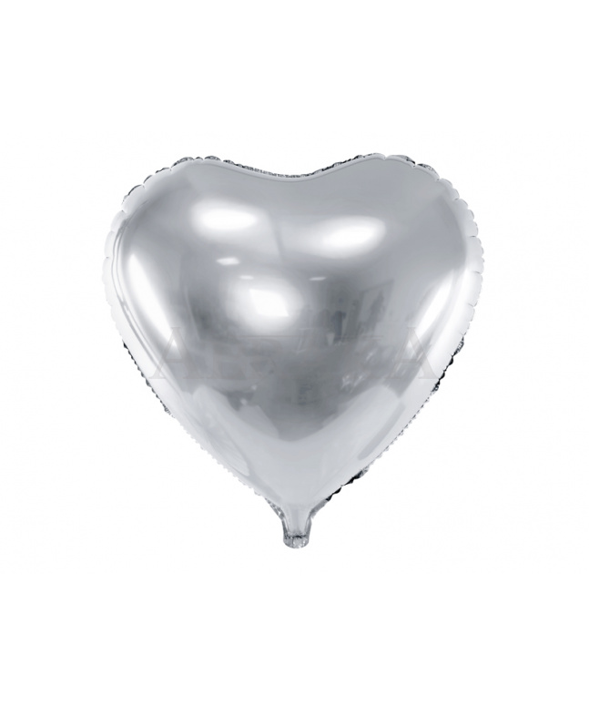 Fóliový balón Srdce strieborné lesklé 45 cm