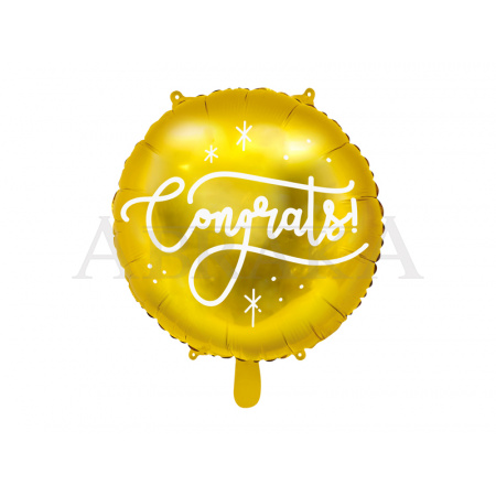 Okrúhly Congrats fóliový balón - zlatý 35 cm