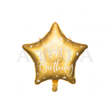 Fóliový balón Hviezda Happy birthday - zlatý 40 cm