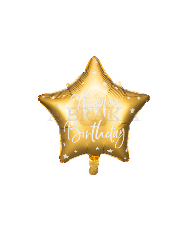Fóliový balón Hviezda Happy birthday - zlatý 40 cm