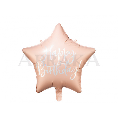 Fóliový balón Hviezda Happy birthday - light pink 40 cm