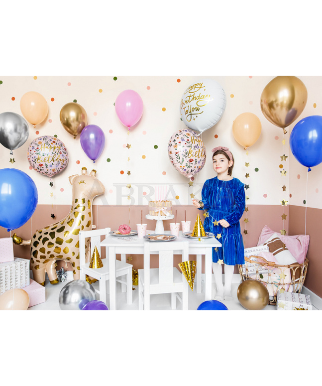 Okrúhly Happy Birthday fóliový balón - light pink 45 cm