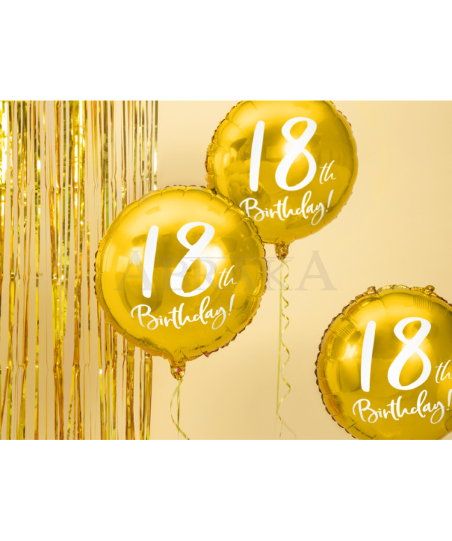 18. narodeniny Happy Birthday - zlatý fóliový balón 45 cm