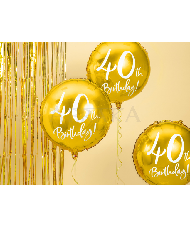 40. narodeniny Happy Birthday - zlatý fóliový balón 45 cm