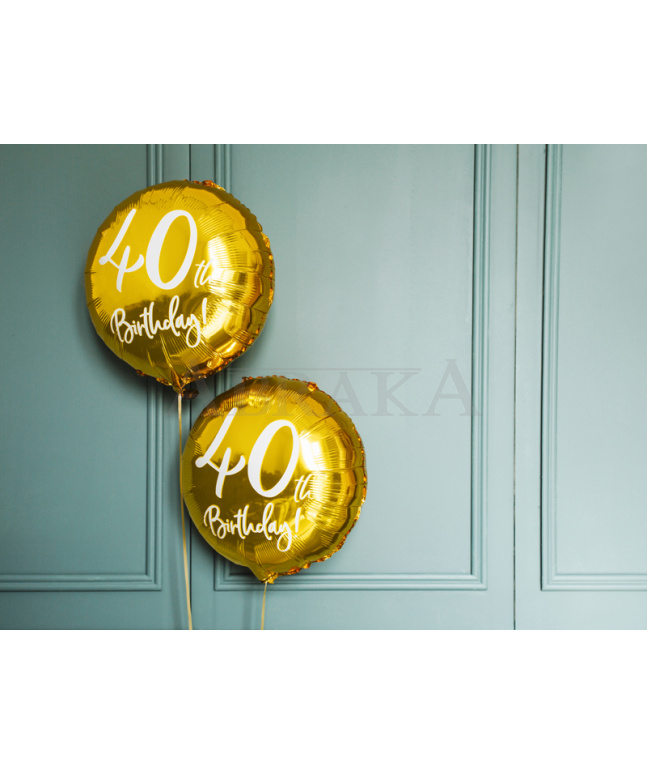 40. narodeniny Happy Birthday - zlatý fóliový balón 45 cm