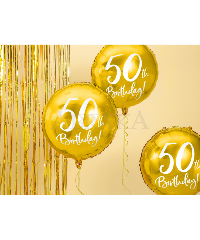 50. narodeniny Happy Birthday - zlatý fóliový balón 45 cm