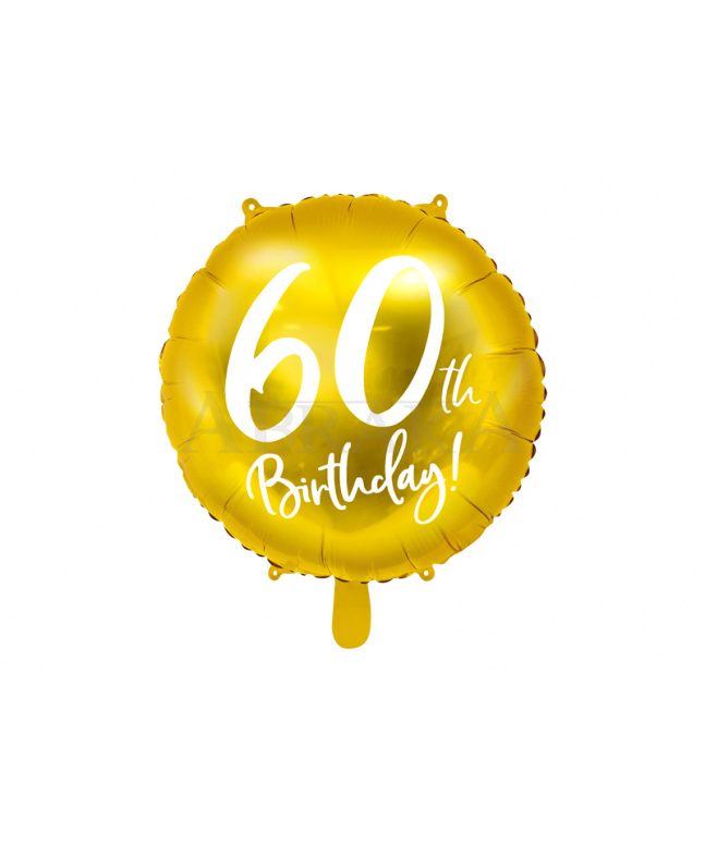 60. narodeniny Happy Birthday - zlatý fóliový balón 45 cm