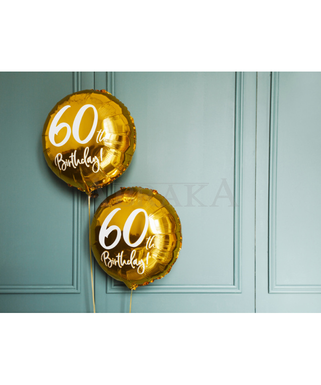 60. narodeniny Happy Birthday - zlatý fóliový balón 45 cm