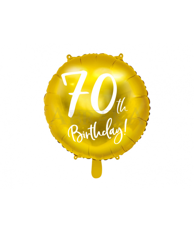 70. narodeniny Happy Birthday - zlatý fóliový balón 45 cm