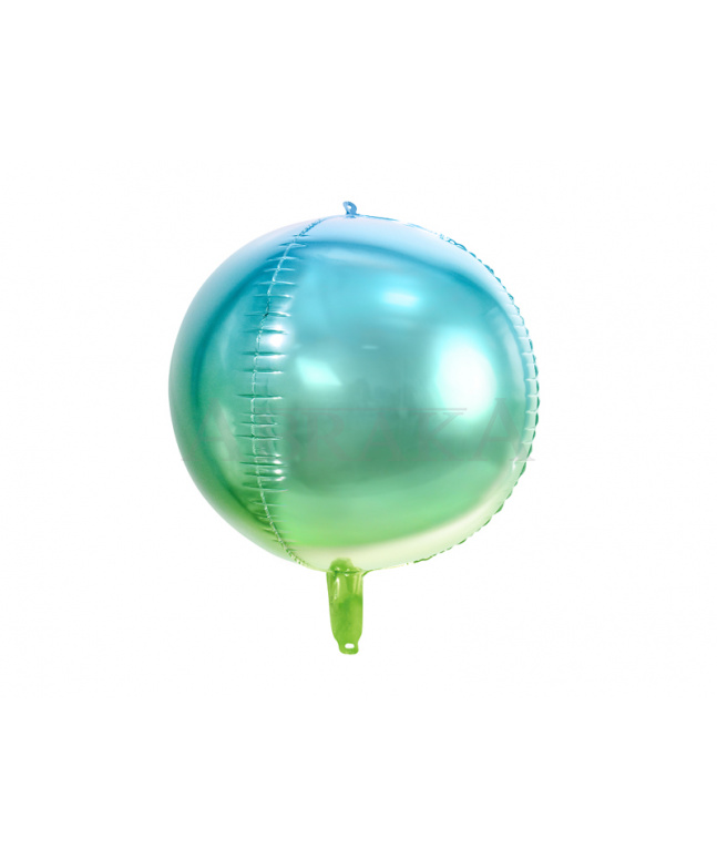 Ombré fóliový balón modro zelený 35 cm - guľa