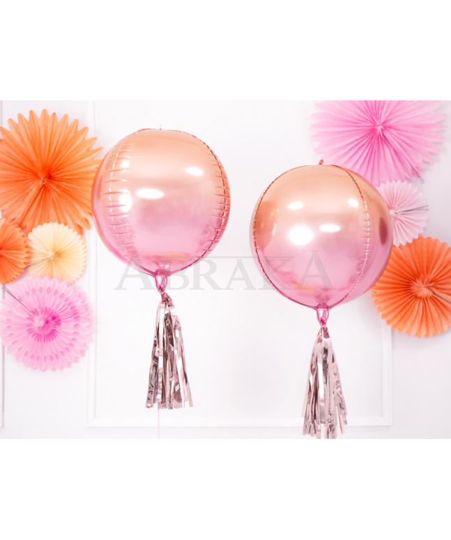 Ombré fóliový balón ružovo oranžová 35 cm - guľa