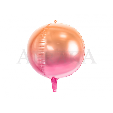 Ombré fóliový balón ružovo oranžová 35 cm - guľa