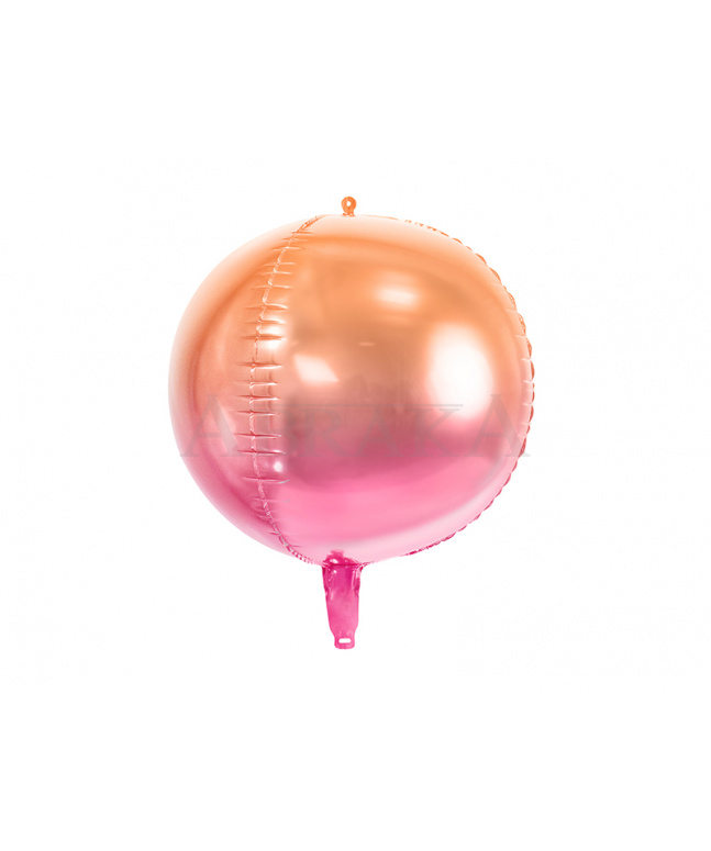 Ombré fóliový balón ružovo oranžová 35 cm - guľa