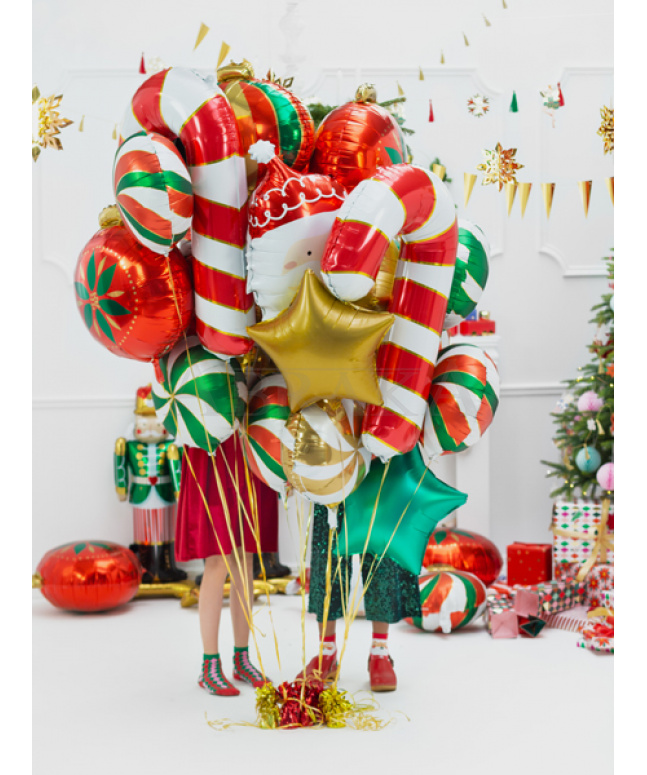 Fóliový balón Vianočné lízatko červené
