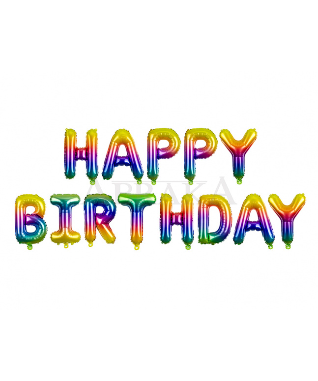 Fóliový nápis HAPPY BIRTHDAY DÚHOVÝ 340 x 35 cm