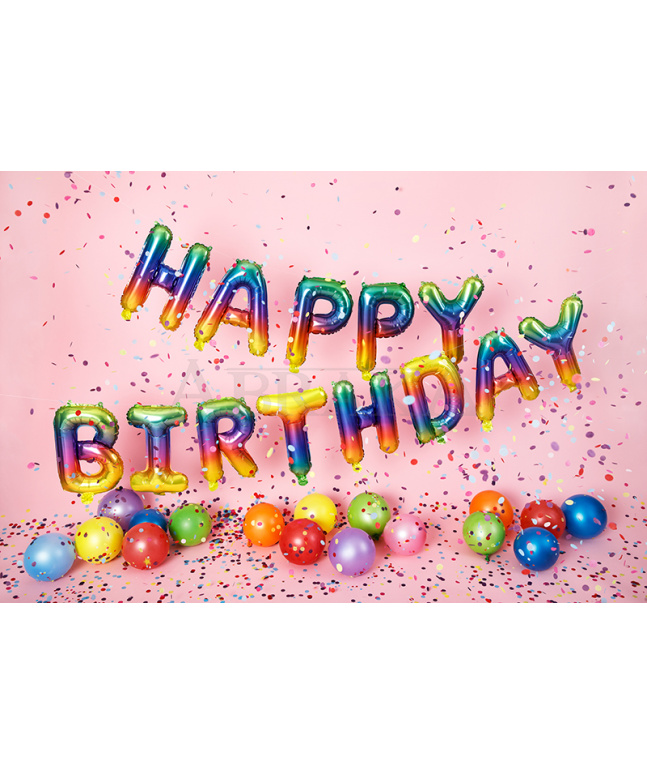 Fóliový nápis HAPPY BIRTHDAY DÚHOVÝ 340 x 35 cm