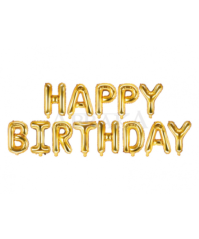 Fóliový nápis Happy birthday zlatý 340 x 35 cm