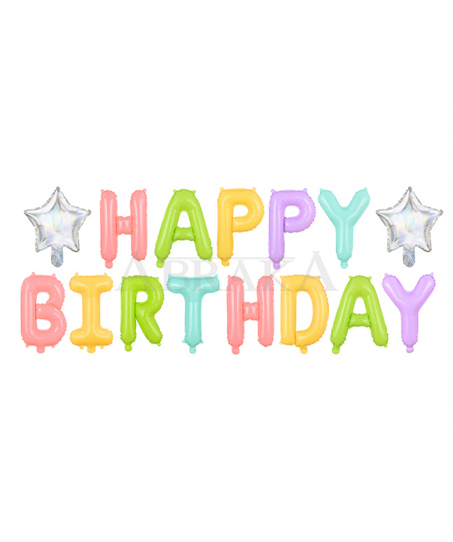 Fóliový nápis Happy birthday farebný 395 x 35 cm