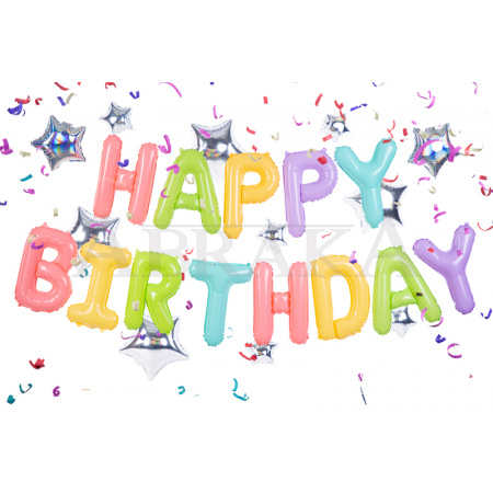 Fóliový nápis HAPPY BIRTHDAY FAREBNÝ 395 x 35 cm