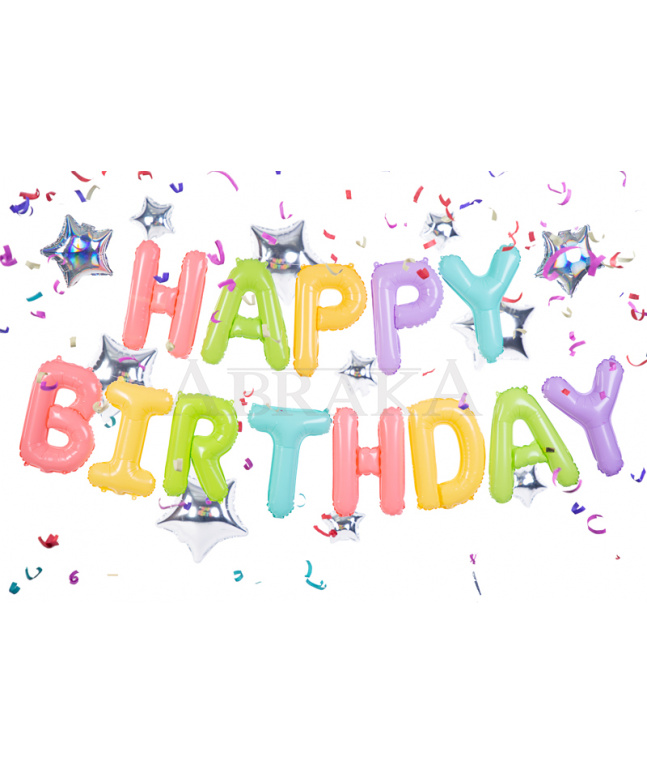 Fóliový nápis HAPPY BIRTHDAY FAREBNÝ 395 x 35 cm