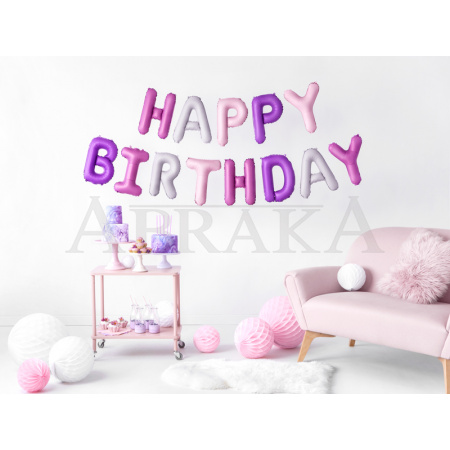 Fóliový nápis HAPPY BIRTHDAY FIALOVÝ 340 x 35 cm