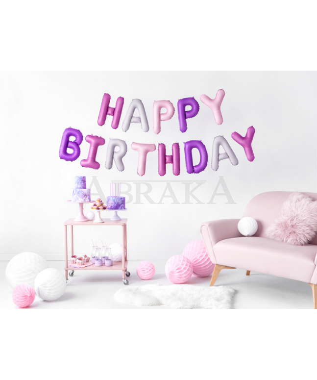 Fóliový nápis HAPPY BIRTHDAY FIALOVÝ 340 x 35 cm
