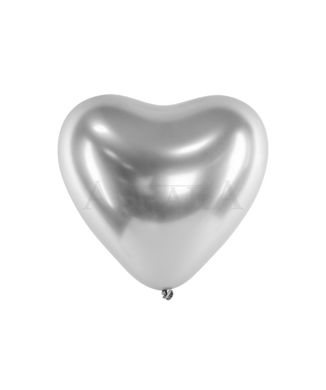 Balón chrómový Srdce strieborné 30 cm