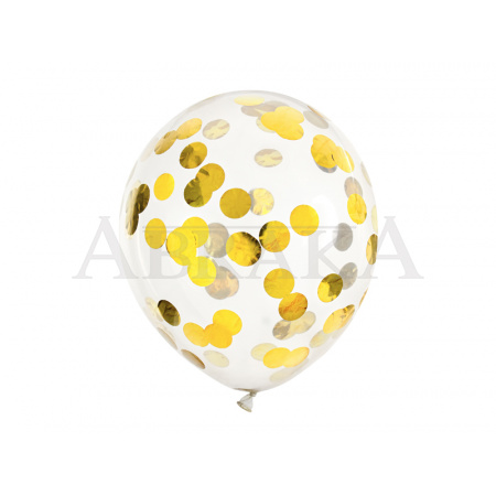 Balón konfety zlaté kruhy 6ks/bal