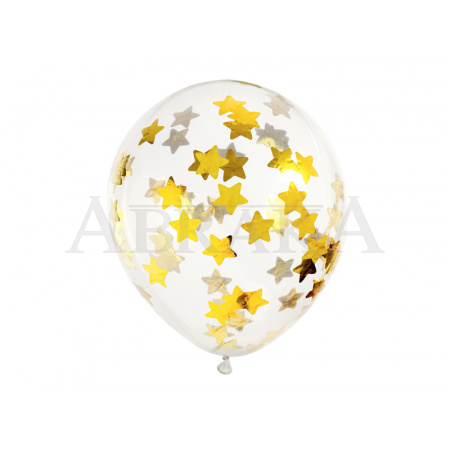 Balón konfety zlaté hviezdy 6ks/bal