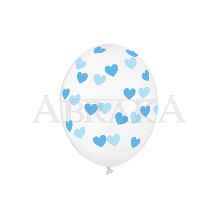 Balón priesvitný s modrými srdiečkami