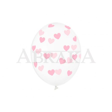 Balón priesvitný s rúžovými srdiečkami
