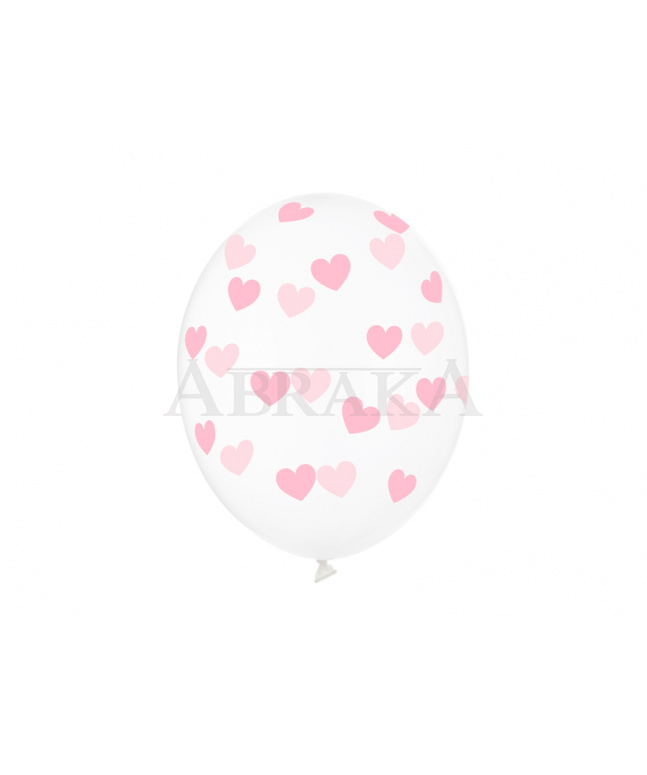 Balón priesvitný s rúžovými srdiečkami