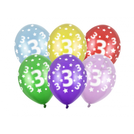 Balón narodeninový číslo 3 s hviezdičkami