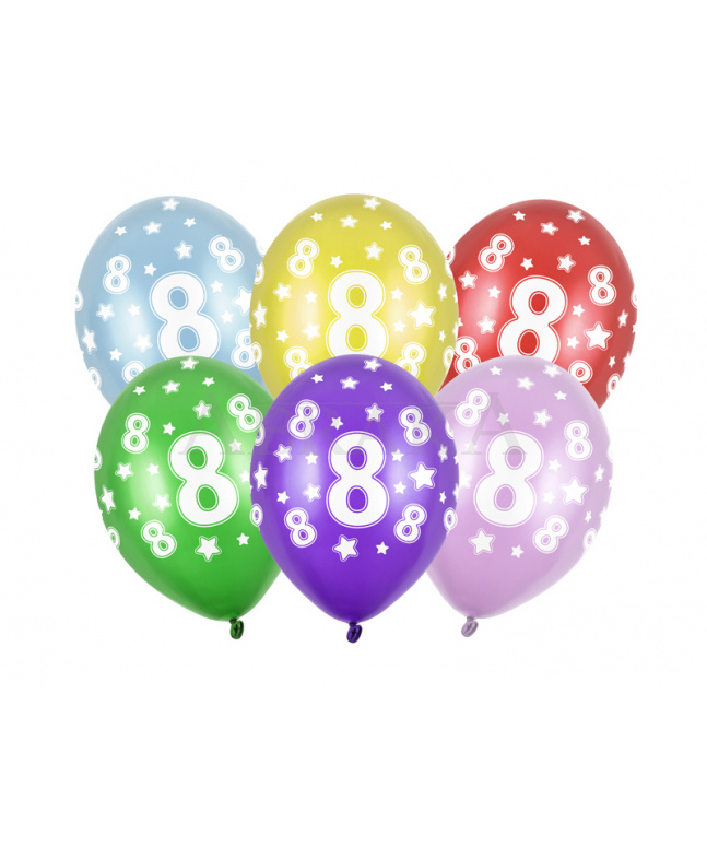 Balón narodeninový číslo 8 s hviezdičkami