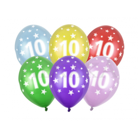 Balón narodeninový číslo 10 s hviezdičkami