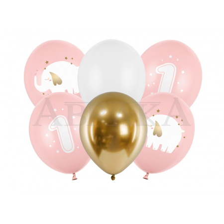 Balón 1.narodeniny rúžový 6ks/bal
