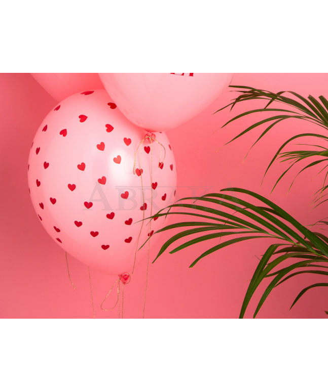 Balón rúžový so srdiečkami