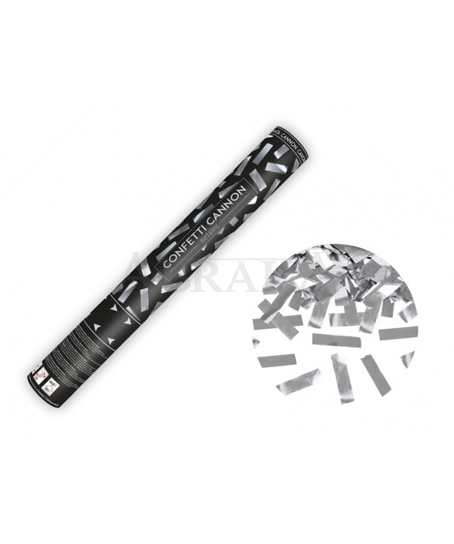 KONFETY STRIEBORNÉ METALICKÉ PRÚŽKY 40 CM