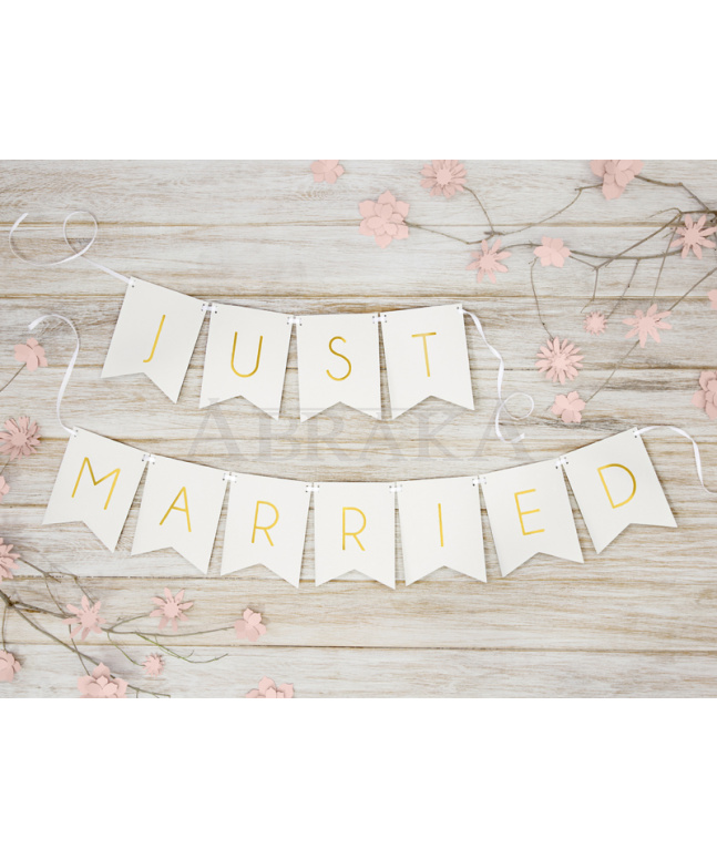 Banner JUST MARRIED 15 x 155 cm JUTOVÝ